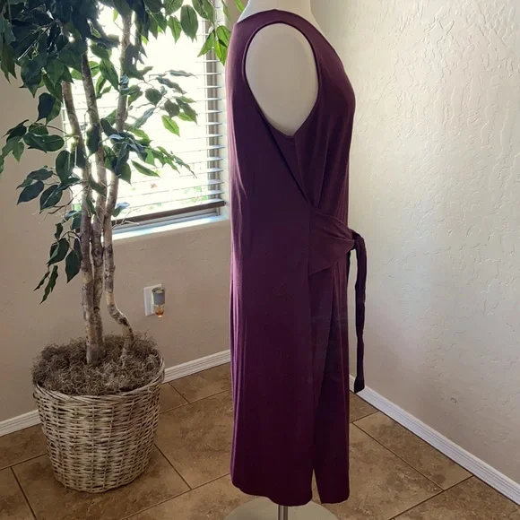 Belle by Kim Gravel TripleLuxe Knit Tie-Front Midi Dress ~ Bordeaux - Picture 2 of 6